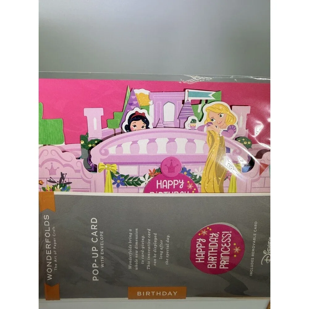 Hallmark Wonderfolds Disney Princess Pop Up Birthday Card Snow White Rapunzel